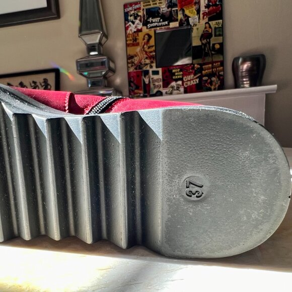 Red Leather Platform Moto Bootie Buckle Marco Moreo Milano Italy Sz US 6.5 IT 37 - Picture 13 of 13